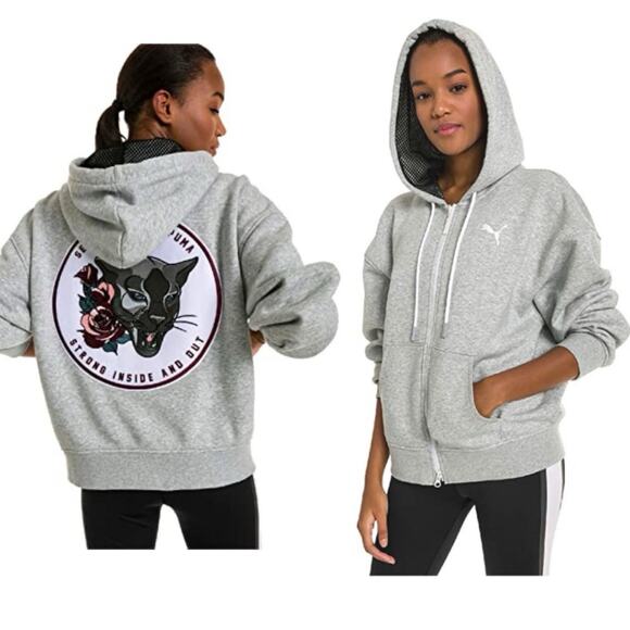 PUMA x SELENA GOMEZ Cotton Appliqué Zip Up Sweatshirt - Picture 1 of 13
